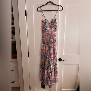 NWT ASTR The Label BLYTHE FLORAL PLISSE MIDI DRESS